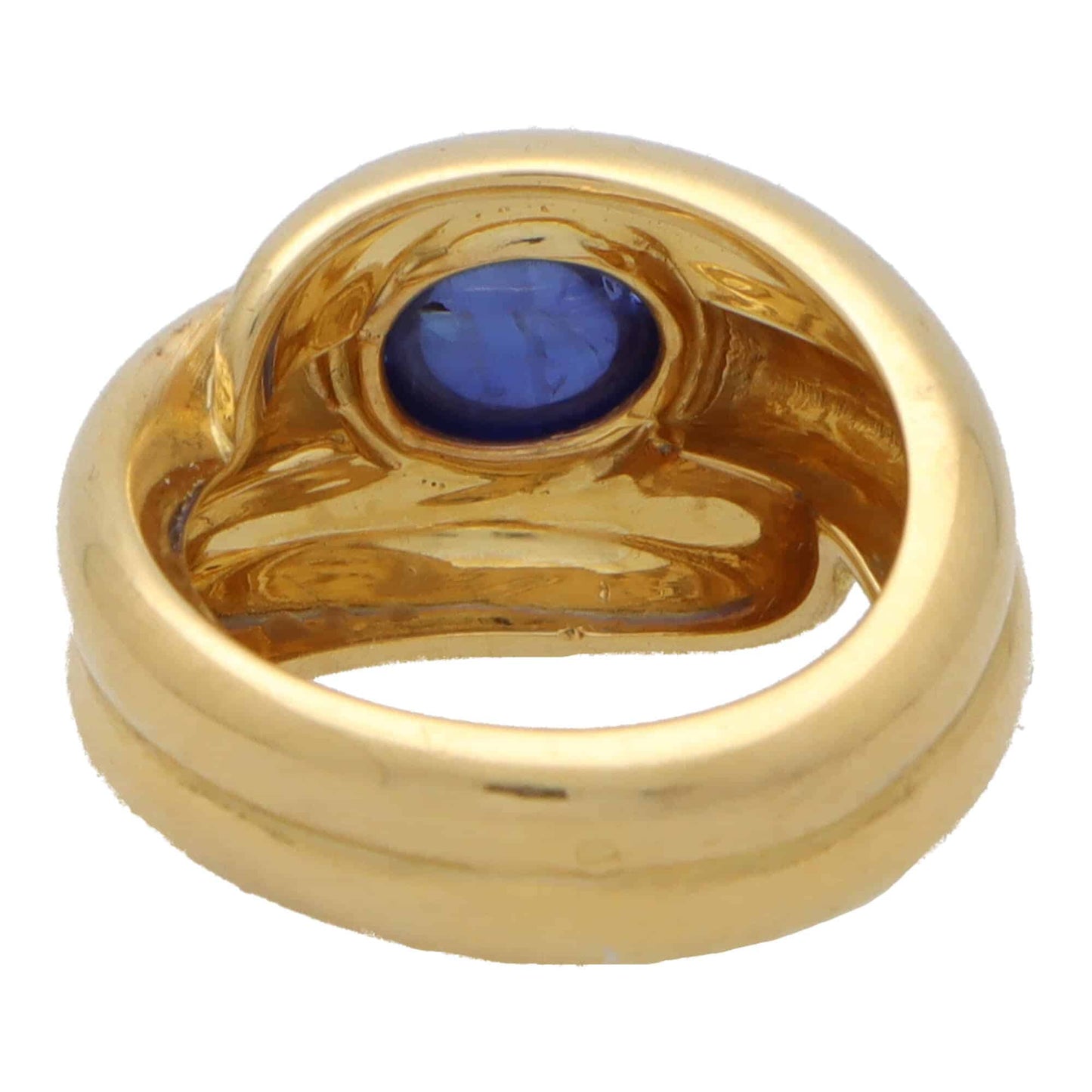 Vintage French sapphire bombé ring set in yellow gold