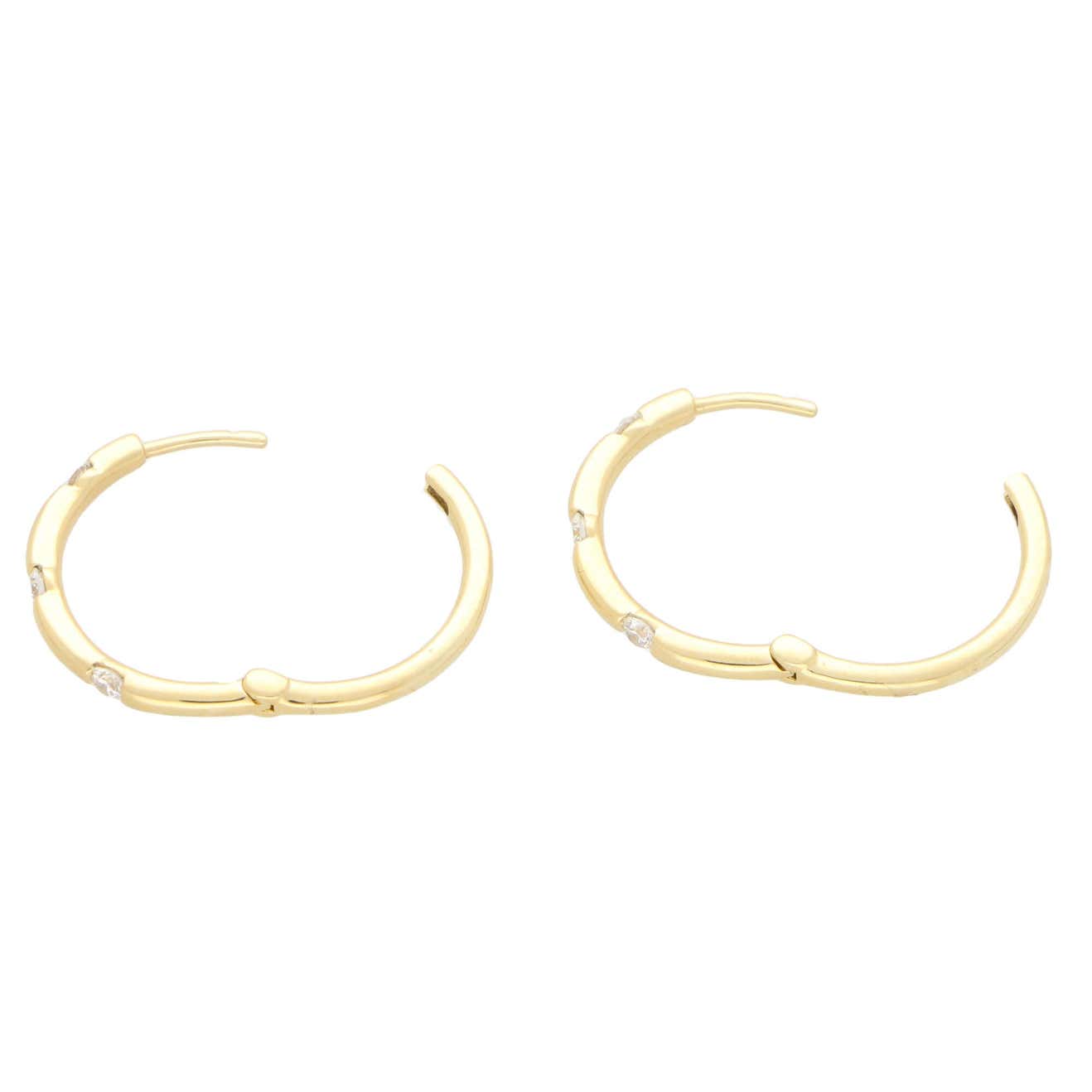 18ct Yellow Gold Hoop Earrings with Diamonds