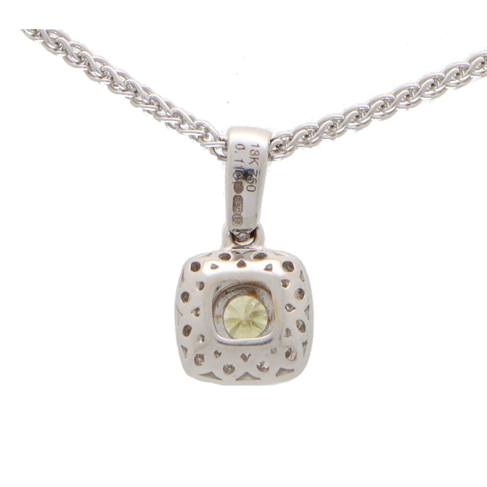 Yellow Diamond and White Diamond Cluster Pendant