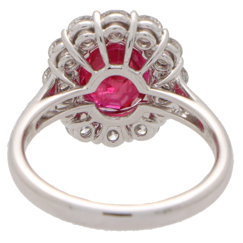 2.94ct Ruby and Diamond Cluster Ring