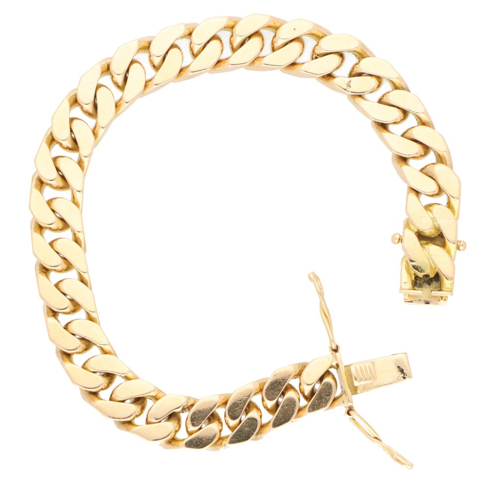 Vintage 18ct Yellow Gold Flat Curb Link Chain Bracelet
