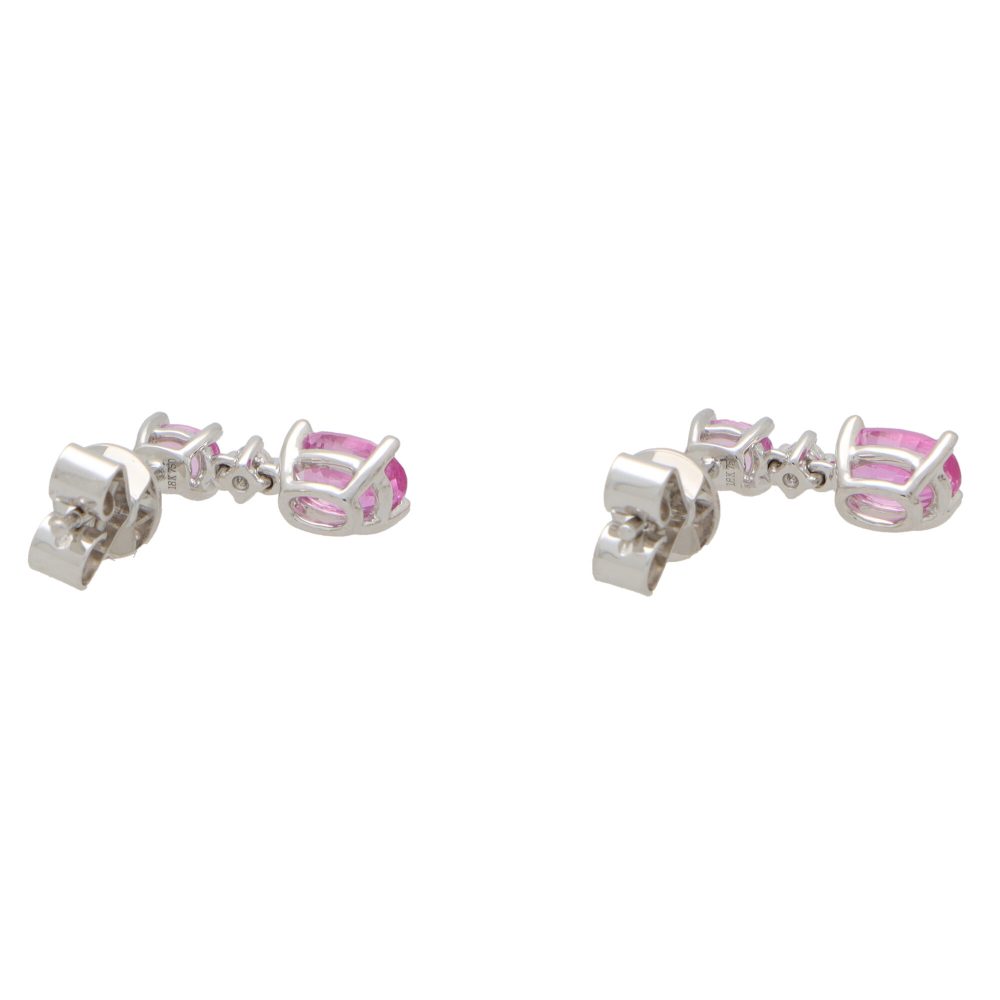 1.68ct Pink Sapphire and Diamond Drop Earrings