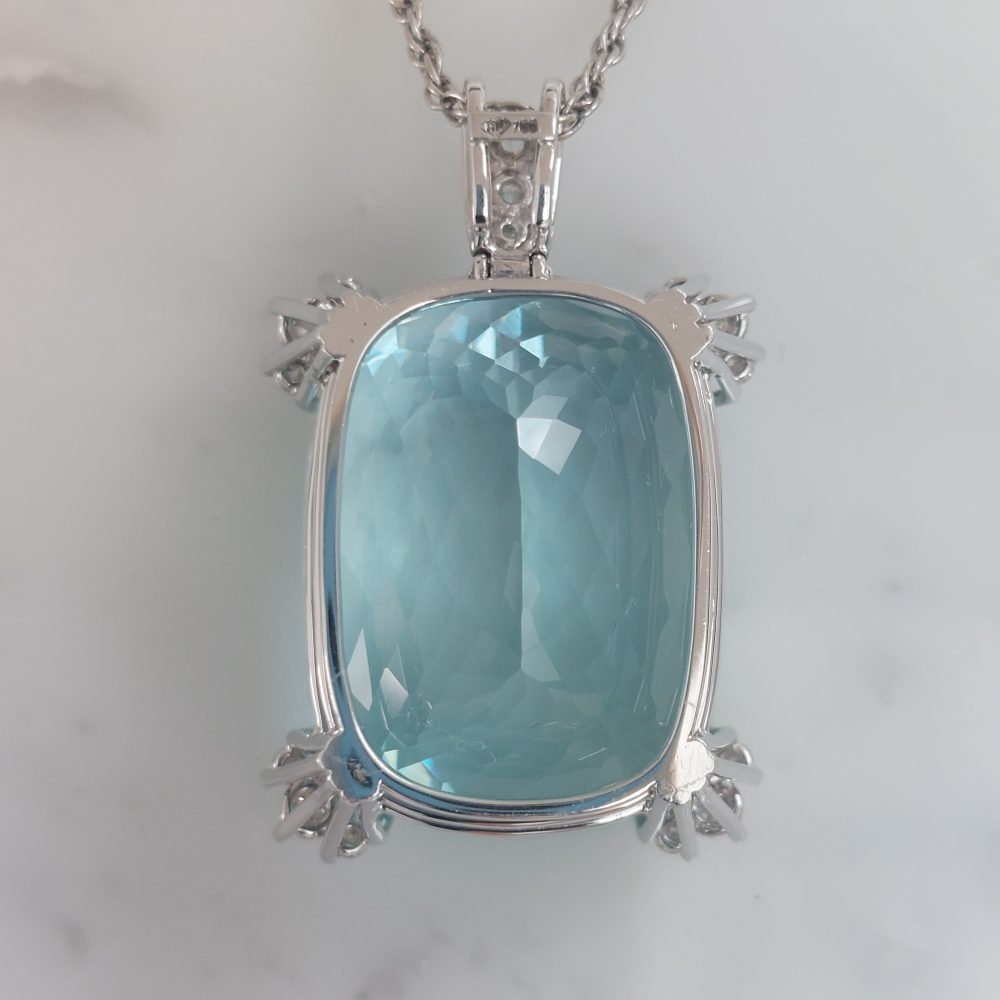 55cts Aquamarine and Diamond Pendant Necklace