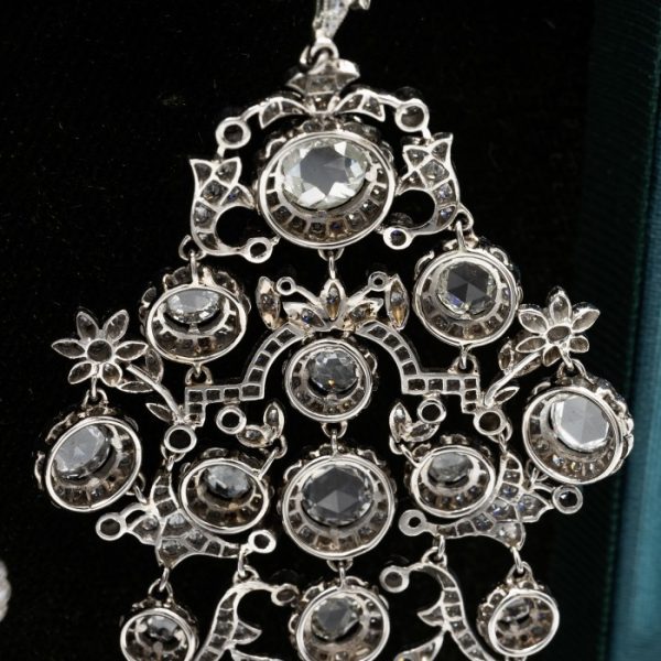Large Diamond Platinum Chandelier Earrings