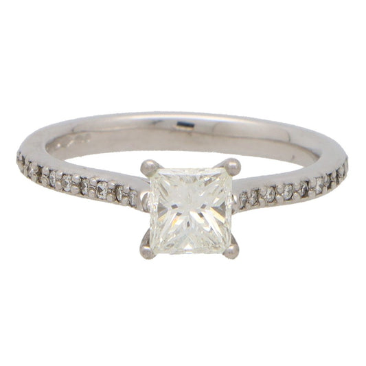 Vintage 0.90ct Princess Cut Diamond Engagement Ring in Platinum