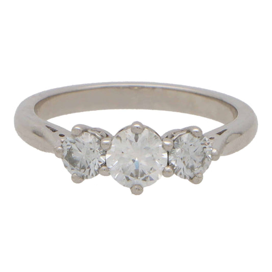 Contemporary Diamond Three Stone Ring In Platinum