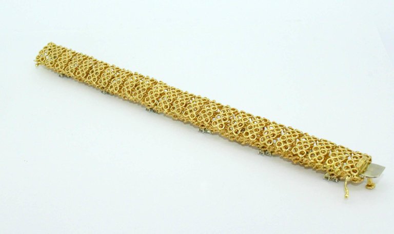 Vintage Italian Diamond Set Gold Bracelet