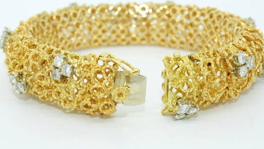 Vintage Italian Diamond Set Gold Bracelet