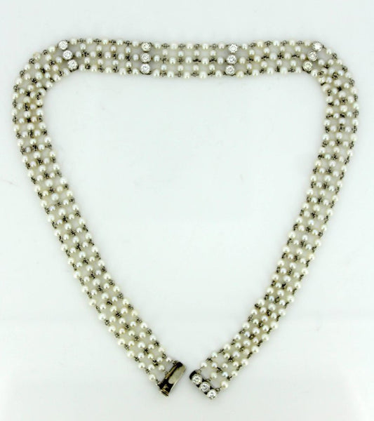 Antique Art Deco Freshwater Pearl and Diamond Necklace