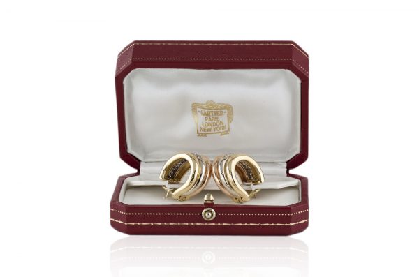 Vintage Cartier Trinity Diamond 18ct Yellow Gold Clip On Earrings