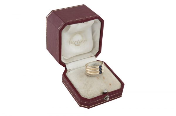 Vintage Cartier Triple Band Sapphire Ring in 18ct Yellow Gold