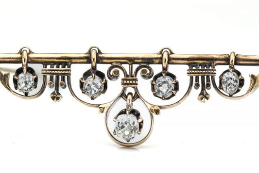 Antique Victorian Diamond and Gold Brooch, Circa 1870s