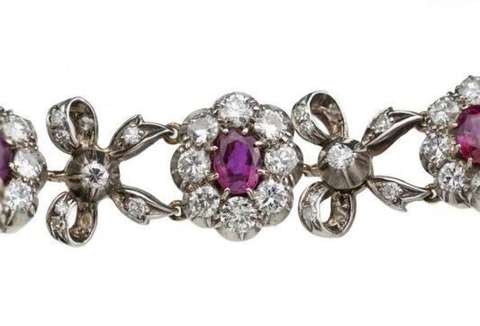Fine Antique Victorian Ruby and Diamond Cluster Bracelet, 4.15ct