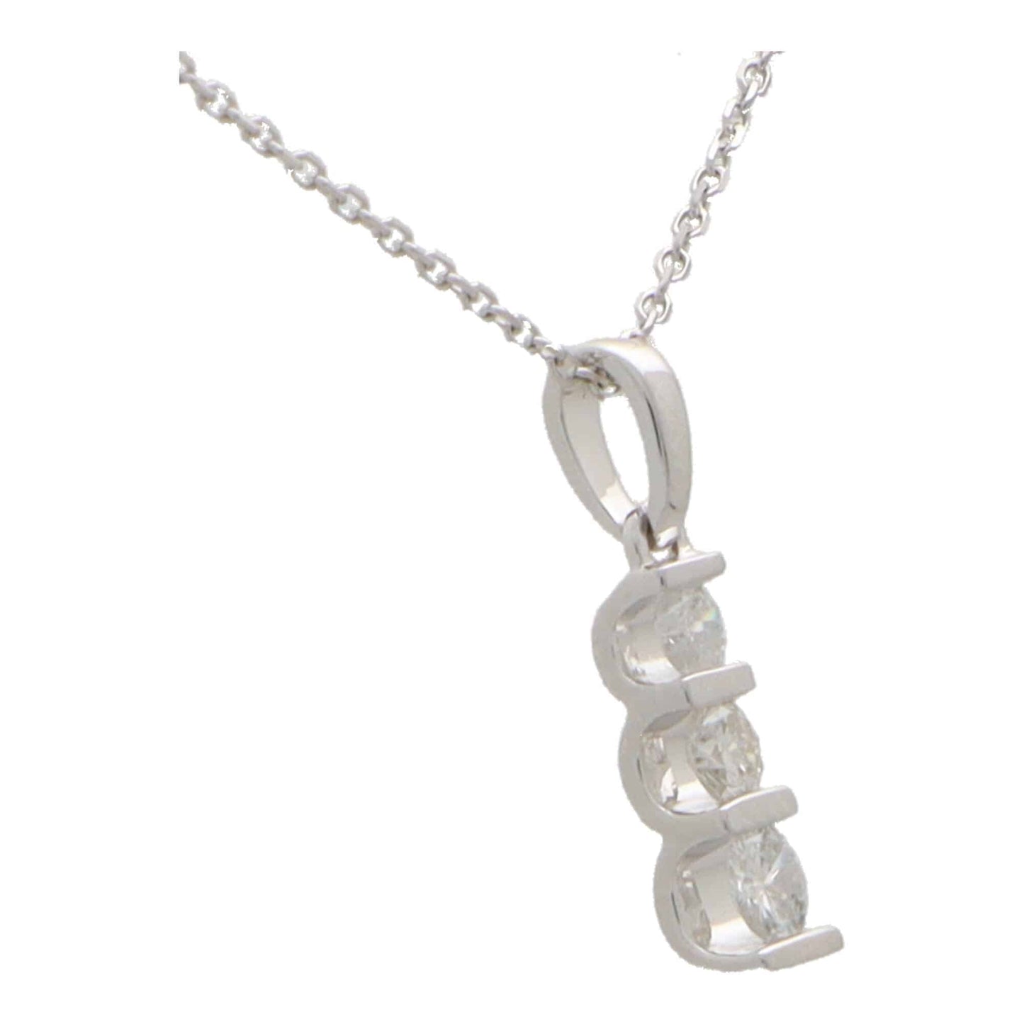 Modern Graduated Diamond Pendant Necklace