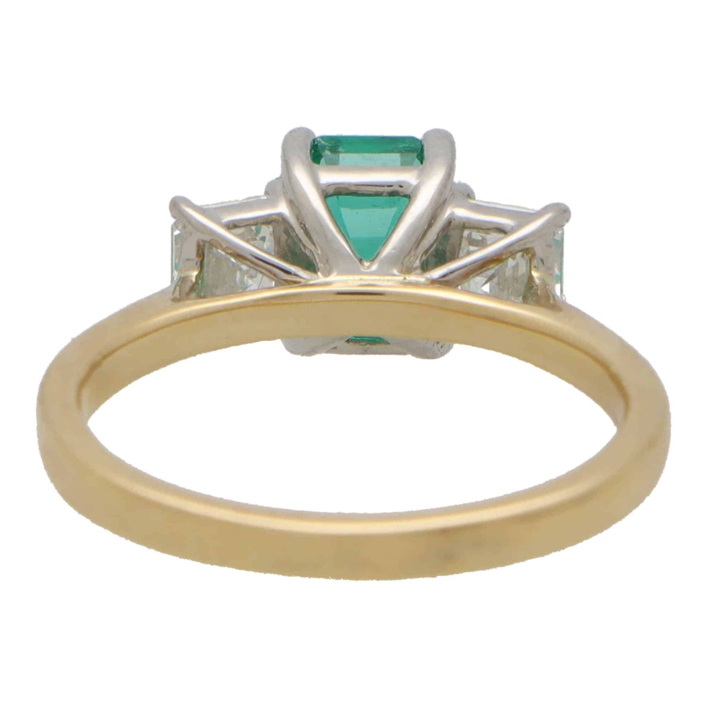 Emerald Cut Emerald and Asscher Cut Diamond Trilogy Ring