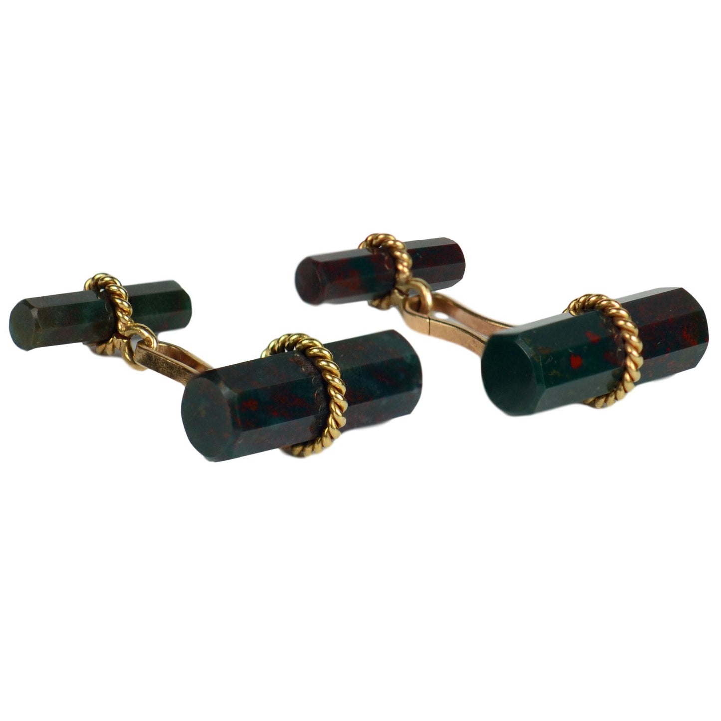 Marchak French Vintage Bloodstone and Gold Cufflinks, Circa 1960s