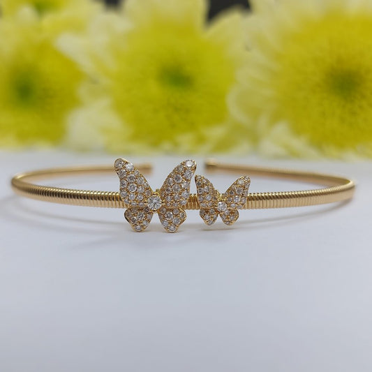 Modern 0.44ct Diamond Set Butterfly Bangle Bracelet