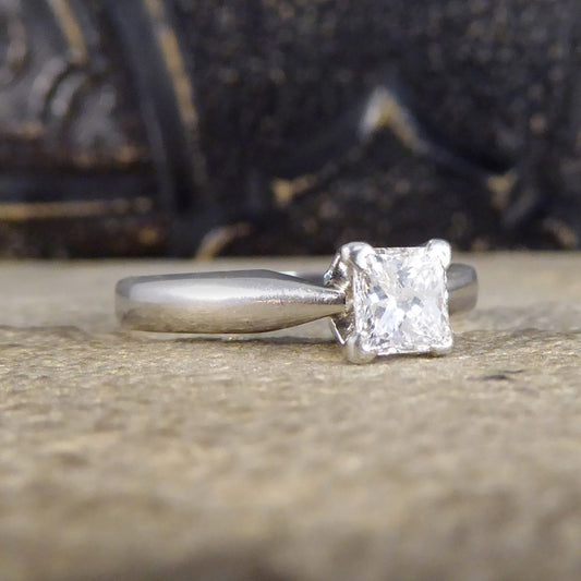 Modern 0.50ct Princess Cut Diamond Engagement Ring