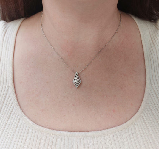Modern 0.65ct Diamond Set Kite Pendant Necklace