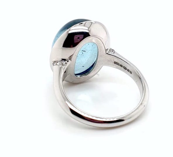 Modern 15.17ct Aquamarine and Diamond Ring