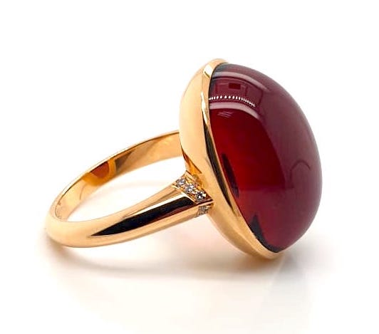 Modern 19.57ct Garnet and Diamond 18ct Rose Gold Ring