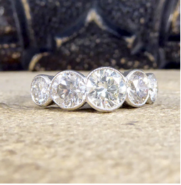 Modern 3.35ct Brilliant Cut Diamond Collar Set Five Stone Ring