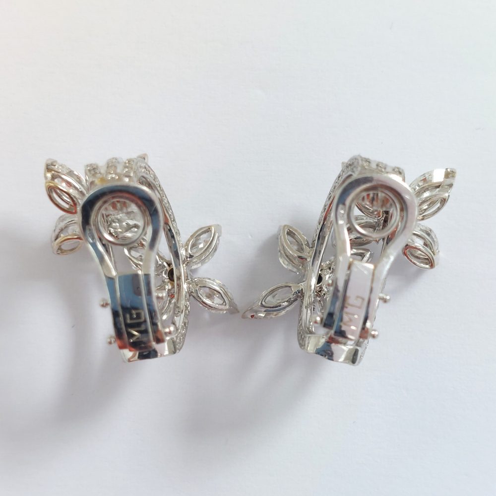 Modern 6ct Diamond Floral Clip Earrings