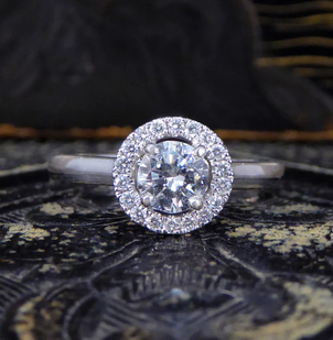 Modern Diamond Halo Wedfit Engagement Ring, 0.68ct