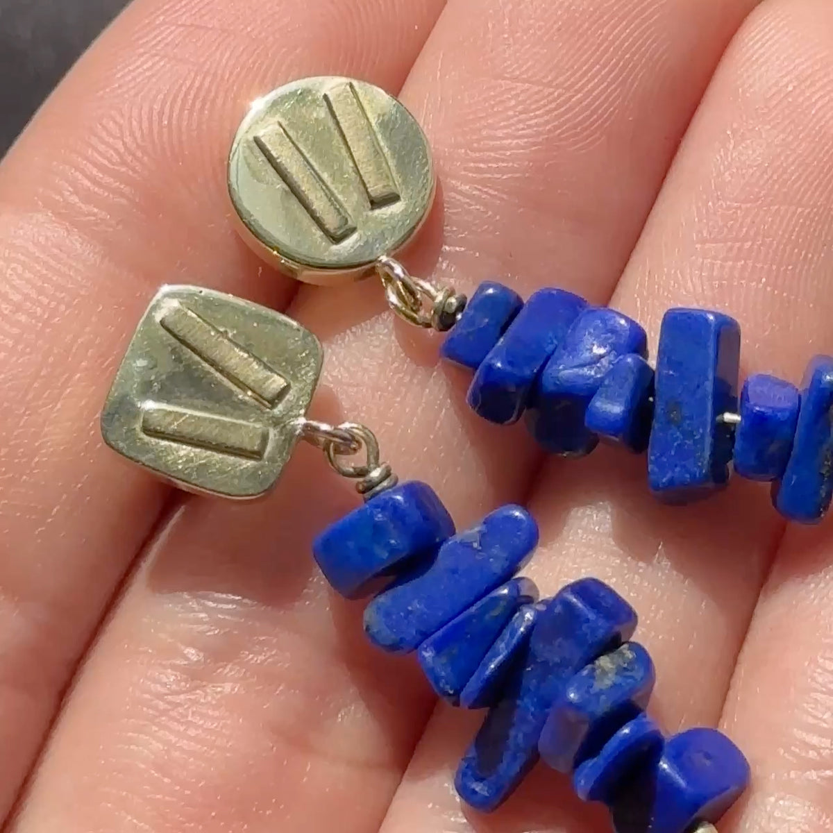 Modernist Lapis Lazuli Drop Earrings
