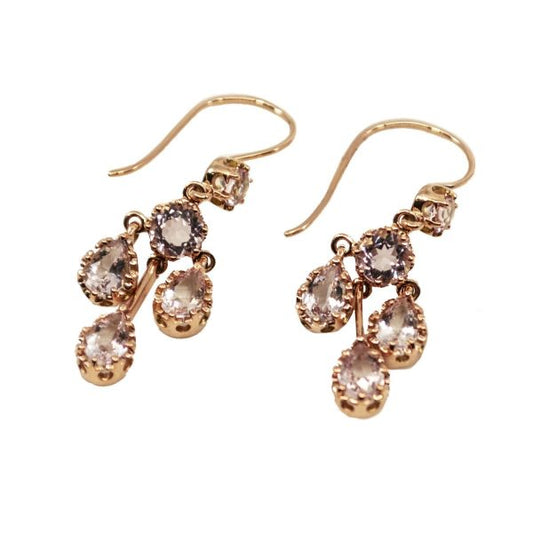 Morganite and Gold Drop Earrings