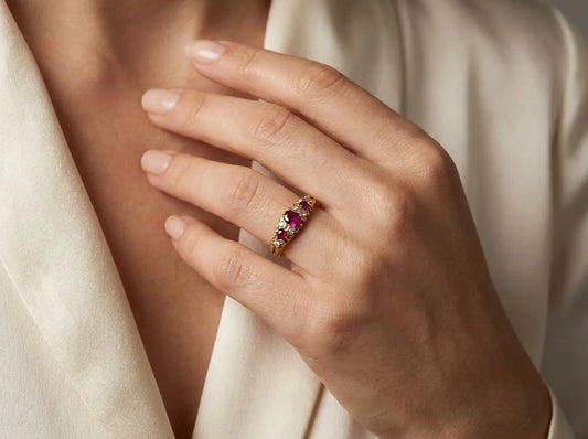 Vintage Ruby And Diamond Engagement Ring 18 Carat Gold London 1975