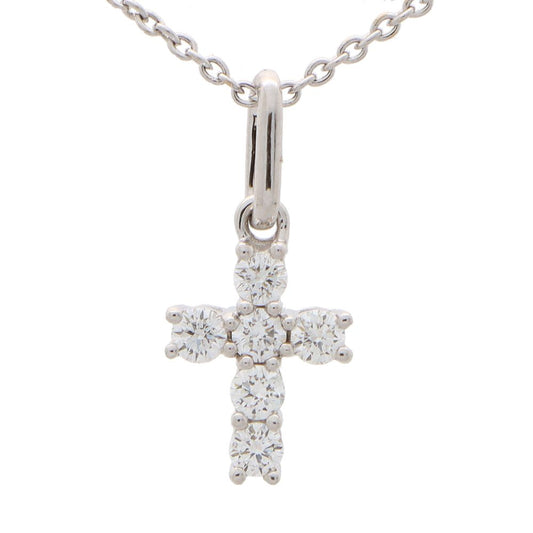 Modern Diamond Cross Pendant in 18ct White Gold