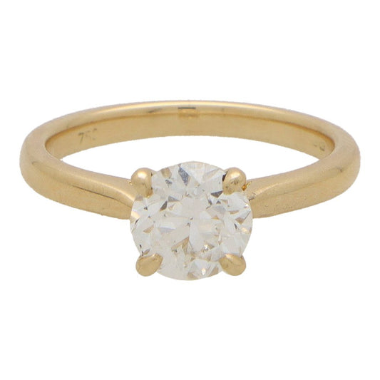 18K Vintage Old European Cut Diamond Solitaire Ring