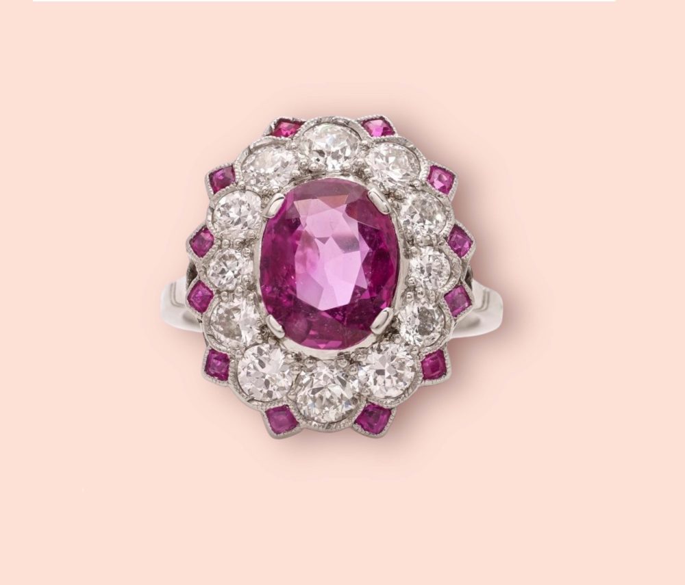 Vintage Art Deco Burma No Heat Ruby Ring, 2 Carat No Heat