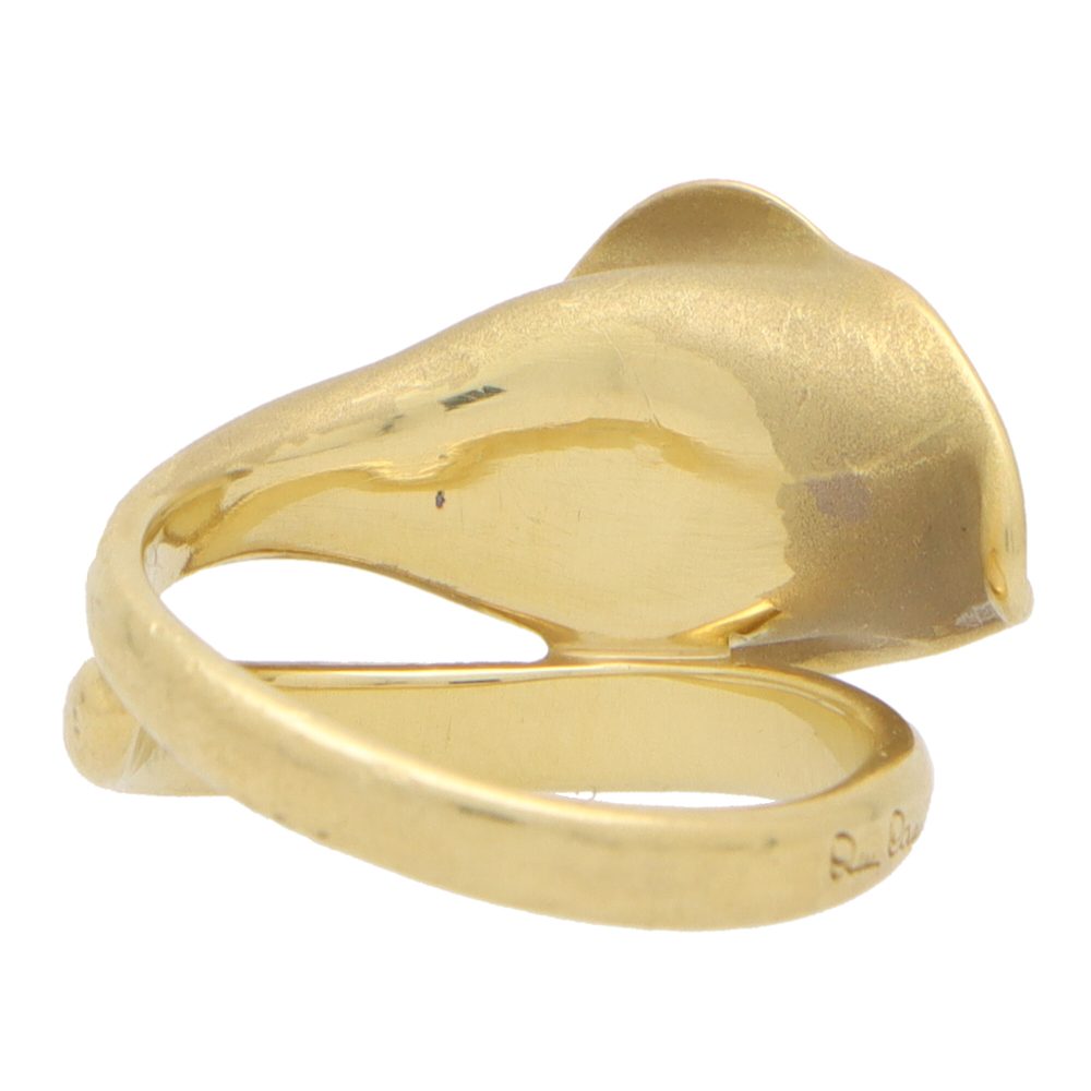 Vintage Italian Diamond Set 18ct Yellow Gold Peace Lily Ring by Annamaria Cammilli