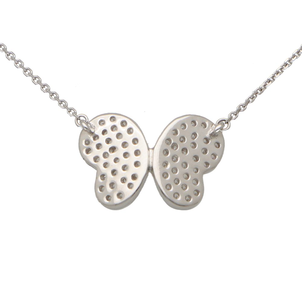 Diamond Set Butterfly Pendant in White Gold