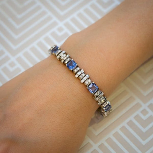 OSCAR HEYMAN SAPPHIRE & DIAMOND BRACELET