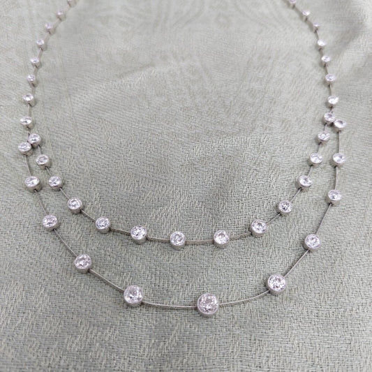 Art Deco Old Cut Diamond Two Row Necklace
