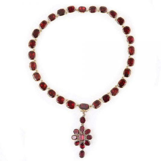 Antique Georgian Almandine Garnet Parure 18ct Gold circa 1820 in Original Fitted Box