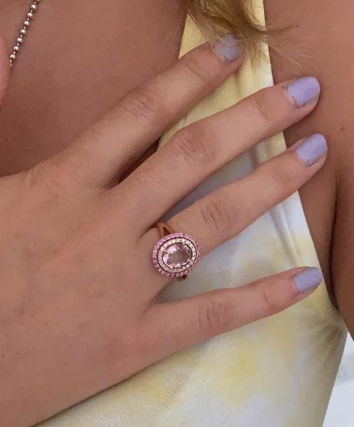 Morganite, Pink Sapphire and Diamond Cluster Ring, 18ct white gold