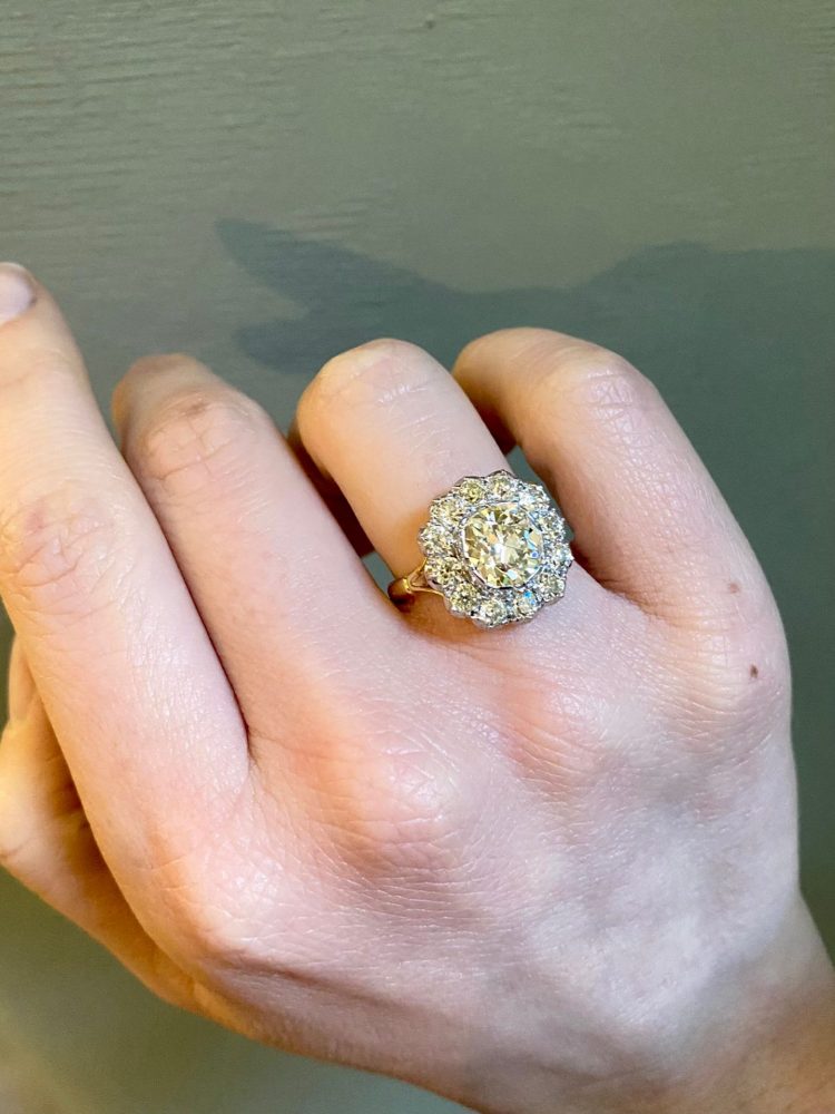 Antique Style 2.15ct Diamond Cluster Ring