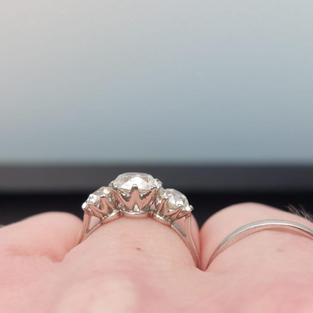 Vintage Old Cut Three Stone Diamond Ring