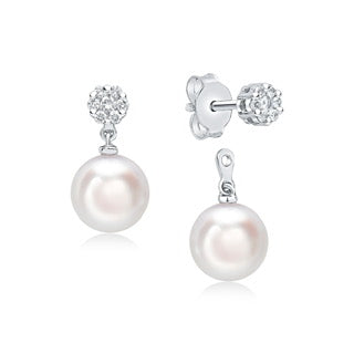 18ct White Gold Akoya Pearl And Diamond Detachable Stud Earrings