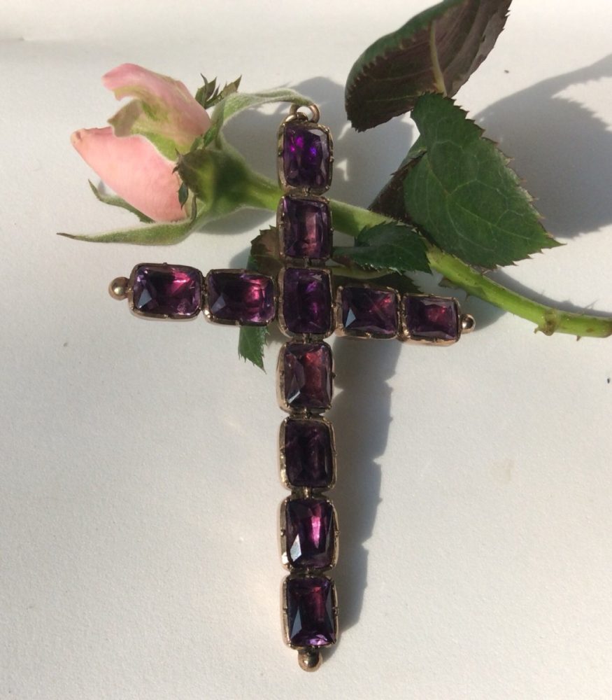 Antique Georgian Amethyst Set Cross Pendant