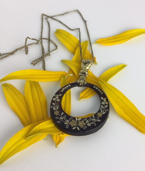 Antique French Napoleon III Tortoiseshell and Gold Pique Pendant