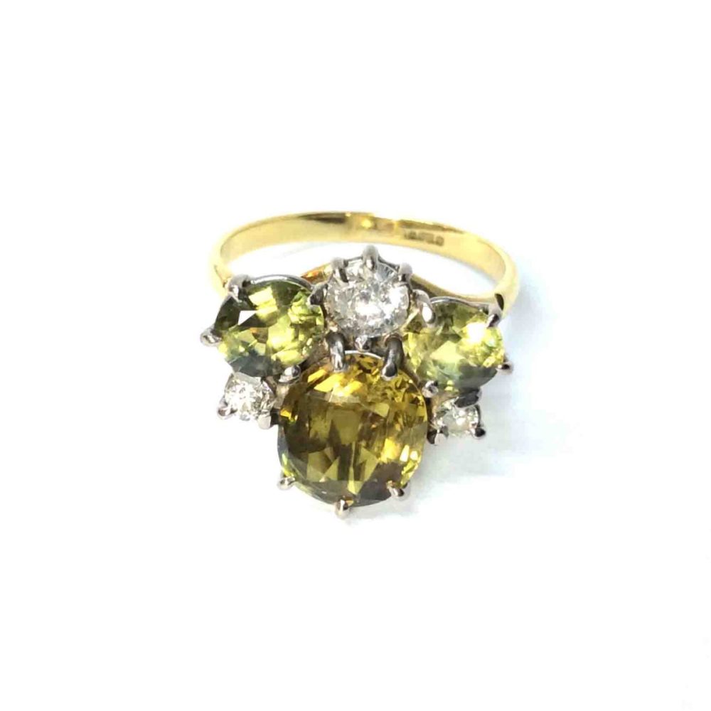 Vintage Chrysoberyl and Diamond Dress Ring