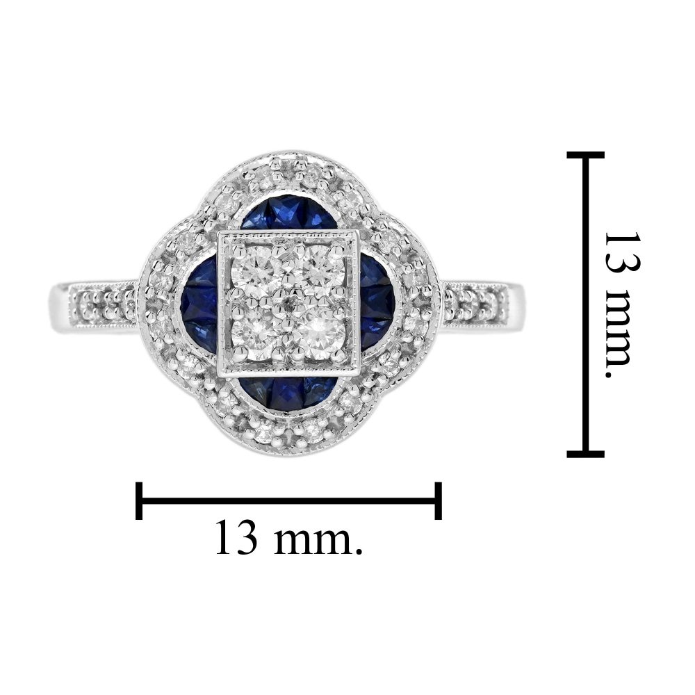 Diamond and Sapphire Floral Cluster Engagement Ring
