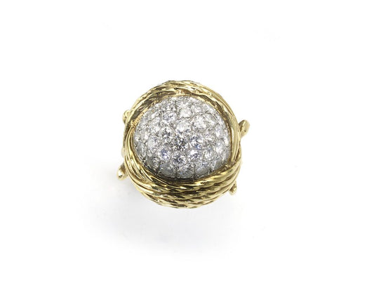Vintage Diamond Gold Bombe Ring