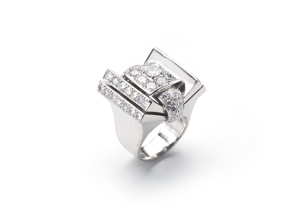 Vintage Diamond Platinum Cocktail Ring