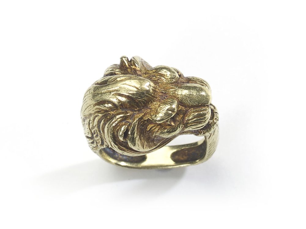 Antique French Gold Lion Ring